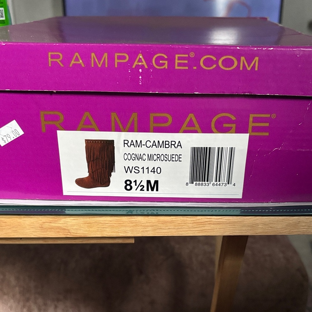 Rampage Cognac Fringe Microsuede Boots